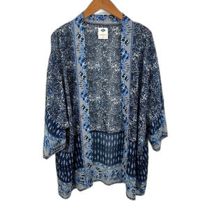 Sadie Robertson Navy Blue Floral Boho Kimono Size Medium Summer Vacation